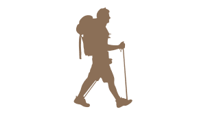 a graphic of a hiker