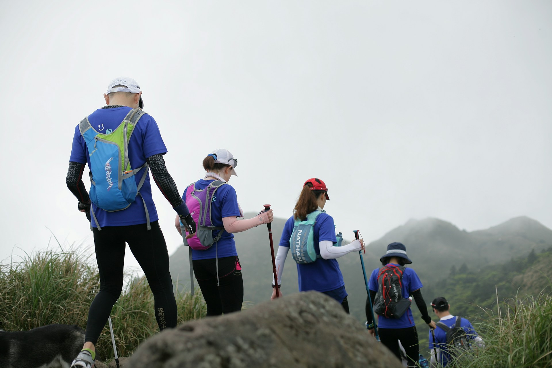 hikers going down a hill